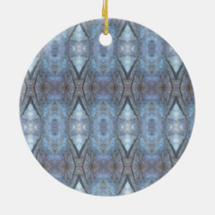 Black Blue Geometric Cross Diamonds Pattern Ceramic Tree Decoration
