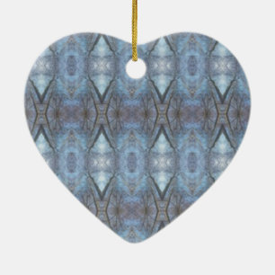 Black Blue Geometric Cross Diamonds Pattern Ceramic Tree Decoration