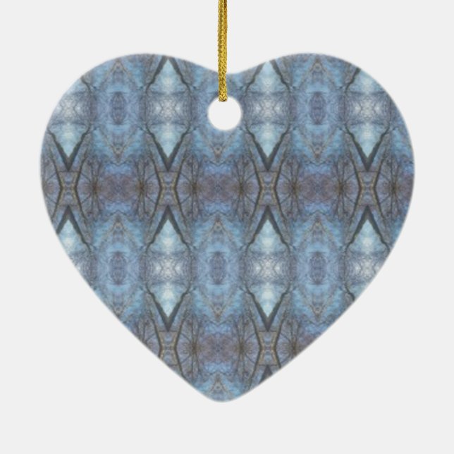 Black Blue Geometric Cross Diamonds Pattern Ceramic Tree Decoration (Back)