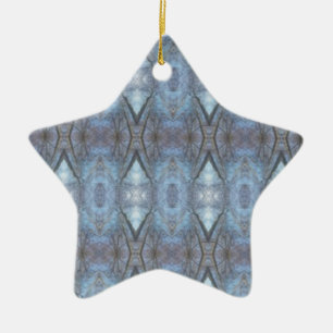 Black Blue Geometric Cross Diamonds Pattern Ceramic Tree Decoration