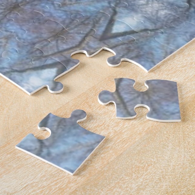 Black Blue Geometric Cross Diamonds Pattern Jigsaw Puzzle (Side)