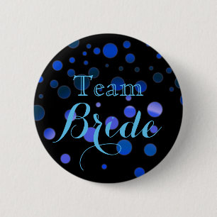 Black Blue Glitter Wedding Team Bride 6 Cm Round Badge