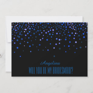Black Blue Glitter Will you be my bridesmaid? Invitation