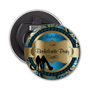 Black, Blue & Gold Metallic - Bachelorette Party Bottle Opener