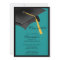 Black Blue Grad Cap Graduation Party Invitation