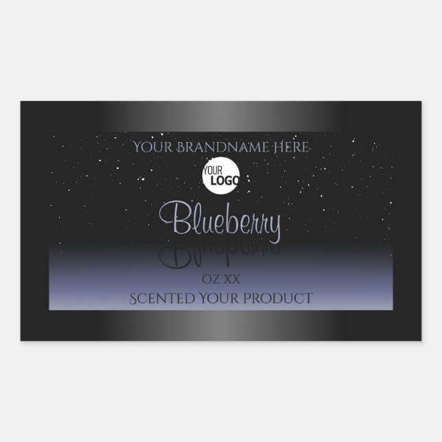 Black Blue Gradient Product Labels Glitter Logo (Front)
