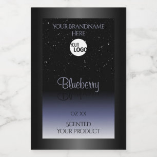 Black Blue Gradient Product Labels Glitter Logo