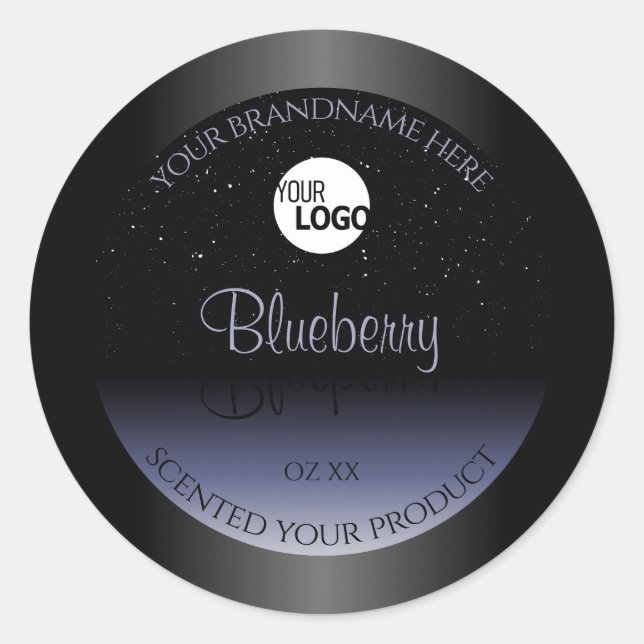 Black Blue Gradient Product Labels Glitter Logo (Front)