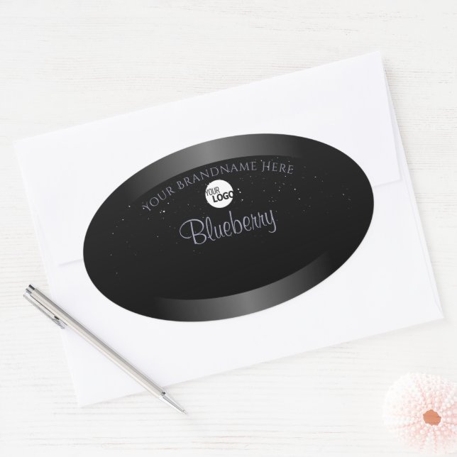Black Blue Gradient Product Labels Glitter Logo (Envelope)