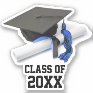 Black Blue Graduation Cap & Tassel Class Of