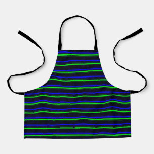 Black Blue Green Stripes Apron