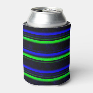 Black Blue Green Stripes Can Cooler