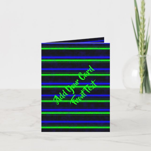 Black Blue Green Stripes Card (Front)