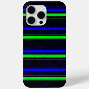 Black Blue Green Stripes iPhone 15 Pro Max Case