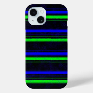 Black Blue Green Stripes iPhone 15 Case