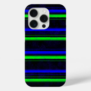 Black Blue Green Stripes iPhone 15 Pro Case