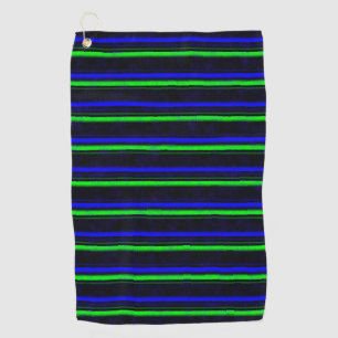 Black Blue Green Stripes Golf Towel