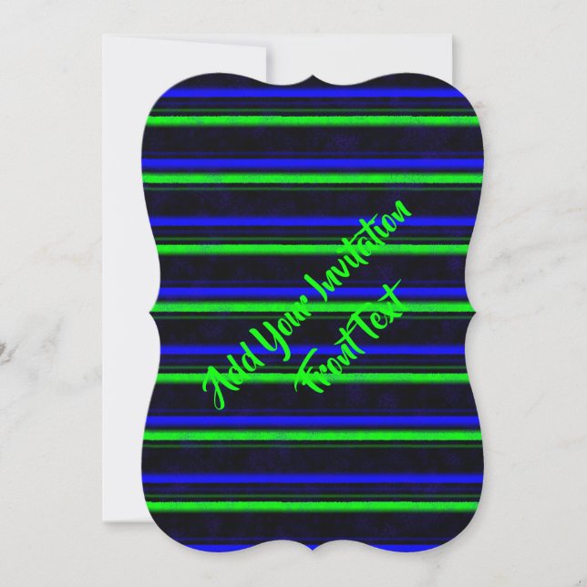 Black Blue Green Stripes Invitation (Front)