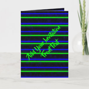 Black Blue Green Stripes Invitation