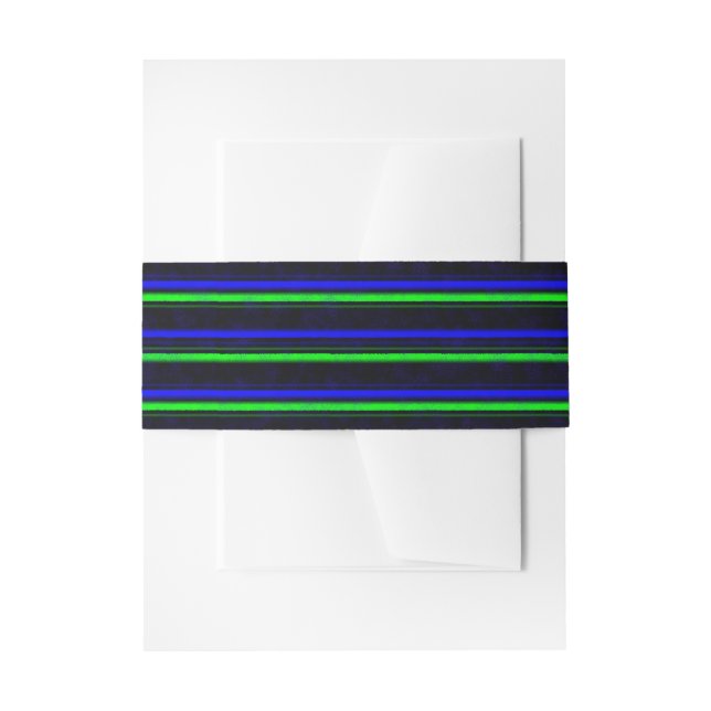 Black Blue Green Stripes Invitation Belly Band (Front Example)
