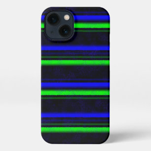 Black Blue Green Stripes iPhone 13 Case