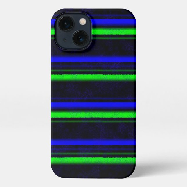 Black Blue Green Stripes iPhone Case (Back)