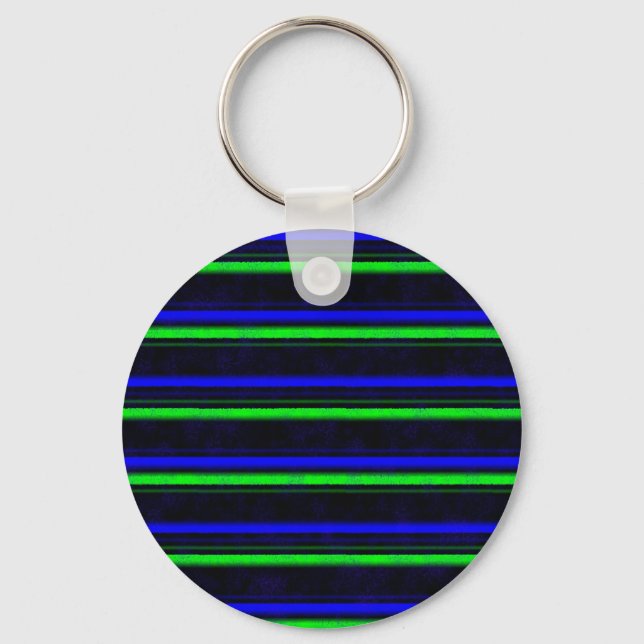 Black Blue Green Stripes Key Ring (Front)