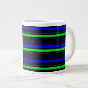 Black Blue Green Stripes Large Coffee Mug