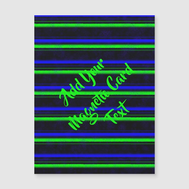 Black Blue Green Stripes Magnetic Card (Front)