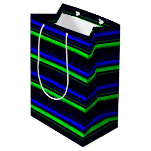 Black Blue Green Stripes Medium Gift Bag
