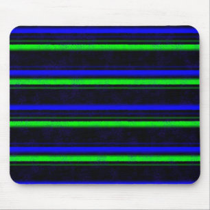 Black Blue Green Stripes Mouse Mat
