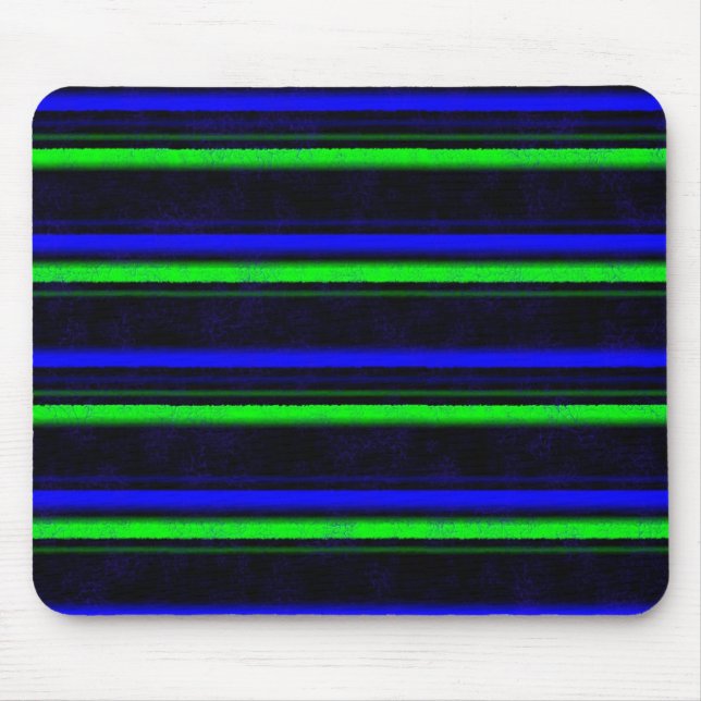 Black Blue Green Stripes Mouse Mat (Front)
