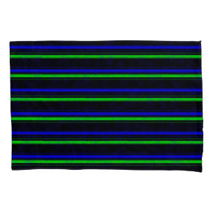 Black Blue Green Stripes Pillowcase