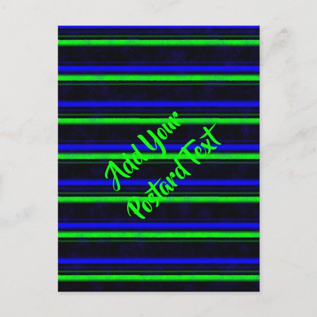 Black Blue Green Stripes Postcard (Front)