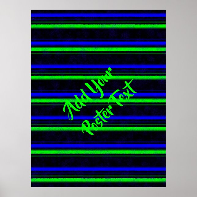 Black Blue Green Stripes Poster (Front)