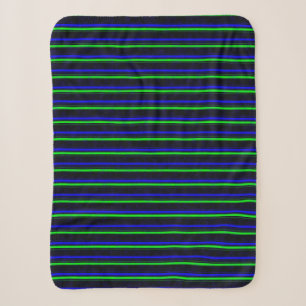 Black Blue Green Stripes Sherpa Blanket