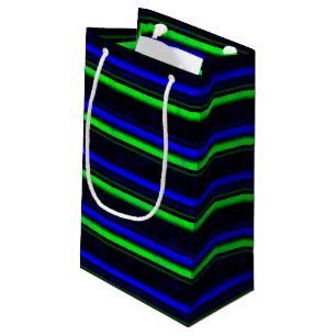 Black Blue Green Stripes Small Gift Bag