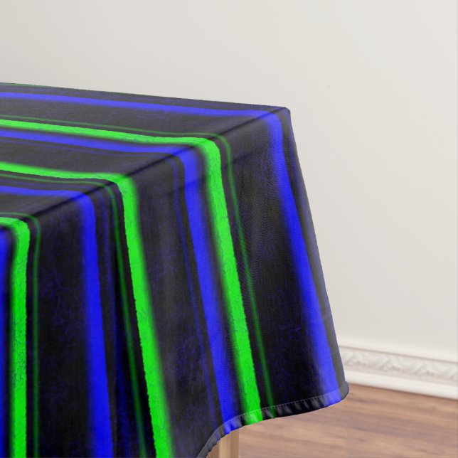 Black Blue Green Stripes Tablecloth (In Situ)