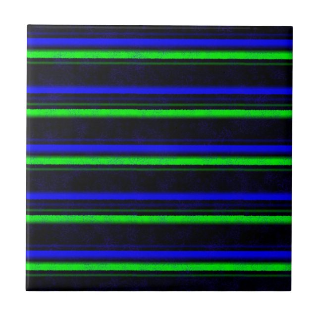 Black Blue Green Stripes Tile (Front)