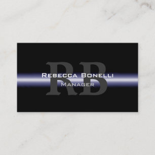 Black Blue Grey Monogram Manager Business Card