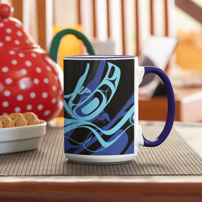 Black Blue Haida Eagle Thunder Bird Native Art Mug (Creator Uploaded)