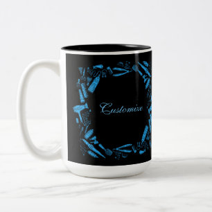 Black & Blue Hair Stylist Two-Tone Coffee Mug