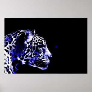 Black & Blue Jaguar Pop Art Poster