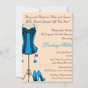 Black & Blue Lingerie Bridal Shower Invitation