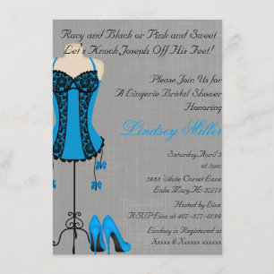 Black & Blue Lingerie Bridal Shower Invitation