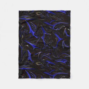 Black Blue Liquefied Outer Space Pattern, Fleece Blanket