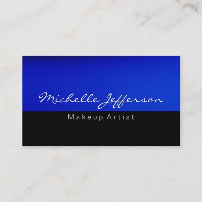 Black Blue Makeup Artist Unique Business Card (Front)