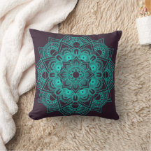Black Blue Mandala Pillow