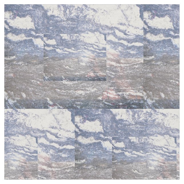 Black & Blue Marble Cotton Fabric (Close Up)