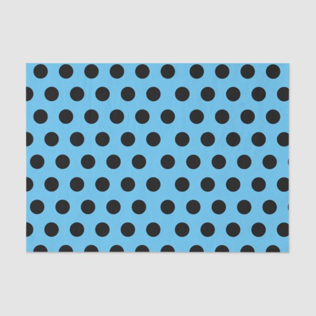 Black & Blue Medium Sized Polka Dot Tissue Paper (Front)